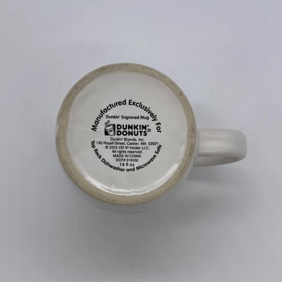 Dunkin Donuts Engraved Coffee Mug Orange & White Retired 2012 - Picture 3 of 3